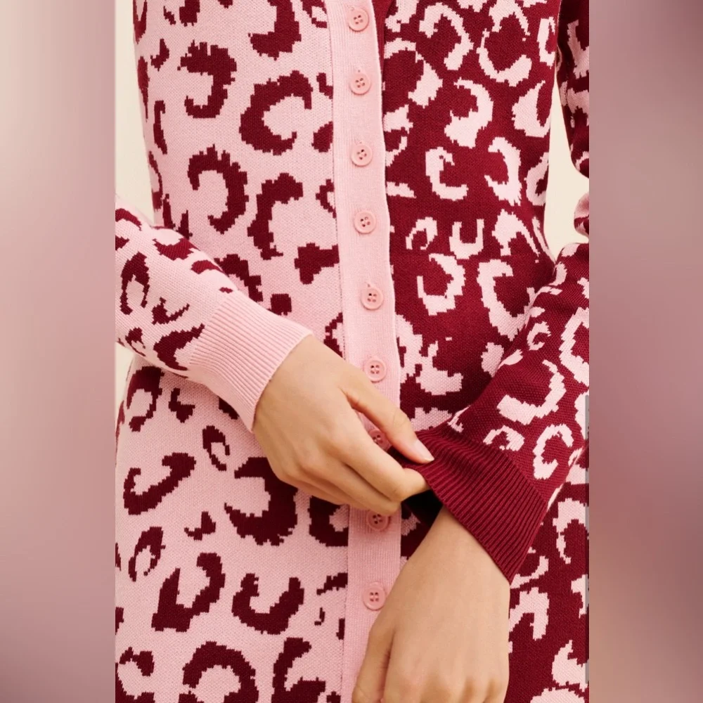 Farm Rio Mixed Leopard Knit Midi Dress - Picture 4 of 7